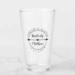 Forever & Always Heart Arrow Wedding Glass<br><div class="desc">Charming wedding glass with forever & always written in an arch above the happy couple's names in a black script. Personalise with your wedding date. An arrow decorated with a small heart shoots through the circle framing your names.</div>