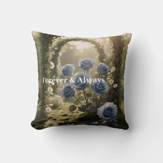 Forever & Always – Romantic Blue Rose Floral Gift  Cushion