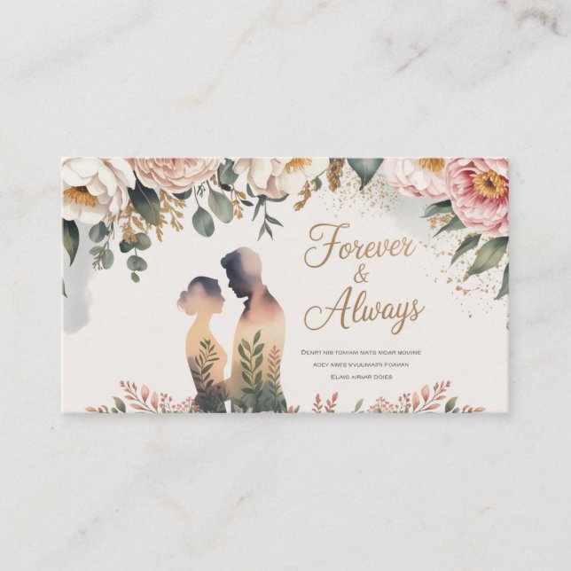 Forever & Always – Romantic Botanical Silhouette  Business Card (Front)