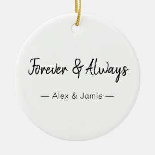 Forever & Always – Romantic Love Quote Ceramic Tree Decoration