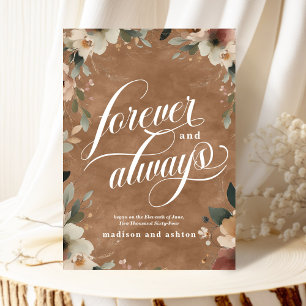 Forever & Always Terracotta Floral Wedding Announcement