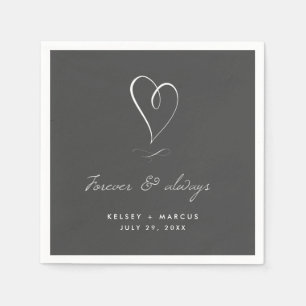 Forever & Always Wedding Engagement   Charcoal Napkin