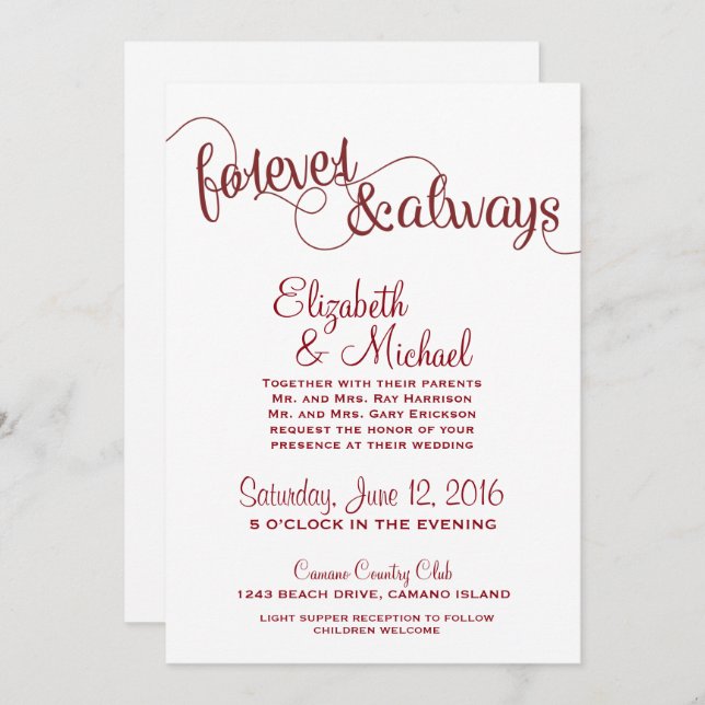 Forever & Always Wedding Invitation (Front/Back)