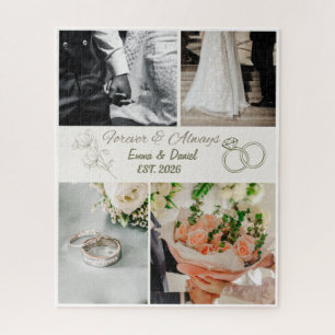 Forever Always Wedding Photo Collage Jigsaw Puzzle