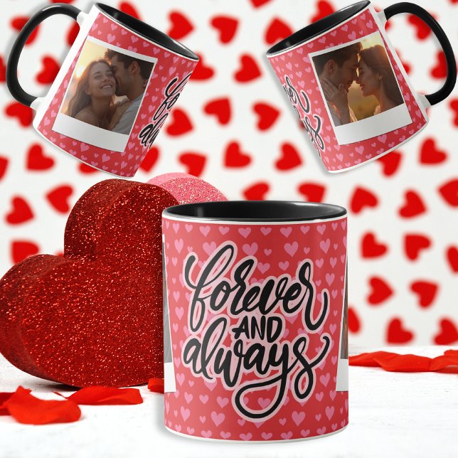  Forever and Always - Custom Photo with Hearts Mug (Forever and Always - Custom Photo with Hearts Mug)