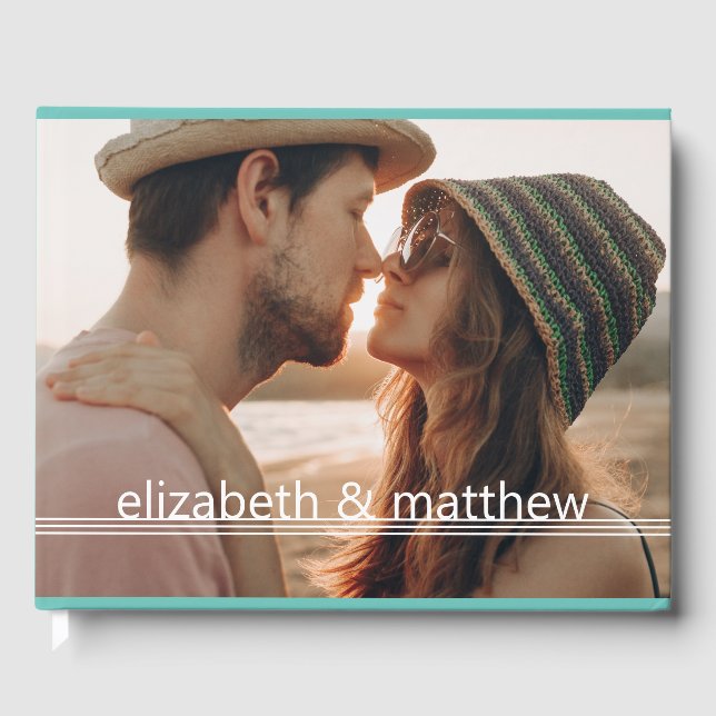 Forever and Always | Modern Custom Photo Memorial Guest Book (Front)