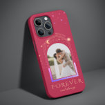 FOREVER AND ALWAYS Wedding Magenta Celestial Photo Case-Mate iPhone 14 Case<br><div class="desc">FOREVER AND ALWAYS Wedding Magenta Celestial Photo Personalised Name Smart Phone iPhone Case features the sun, moon and stars with your favourite picture on a magenta background and personalised with your name and custom text or "Forever and always" in modern gold calligraphy script typography. PHOTO TIP: centre your photo before...</div>