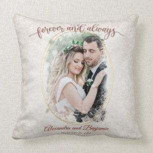 Forever and Always Wedding Photo Template Cushion