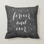 Forever and Ever Cushion<br><div class="desc">Delicate floating seeds and ribbon script on a soft chalkboard background accent this cushion. Forever and ever,  reminds us of dandelion wishes,  romantic dreams and fairytale endings,  making it perfect for the newlyweds or wedding sweetheart table. Scroll down to see other coordinating cushions.</div>