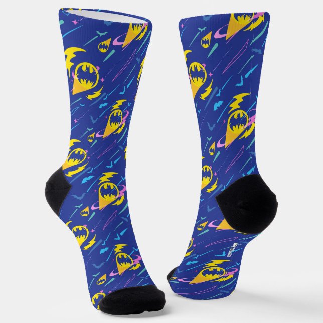 Forever Batman Bat Signal Pattern Socks (Angled)
