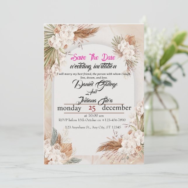 Forever Begins Here – Back of Invitation Design (Standing Front)