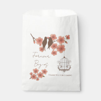 Forever Begins Wedding Favor Gift Bag with Lovebir
