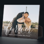 Forever Calligraphy Script Couple Wedding Photo Plaque<br><div class="desc">A wonderful way to remember a couples wedding. An elegant photo plaque featuring elegant calligraphy script 'forever',  their names and date of their wedding celebration.</div>