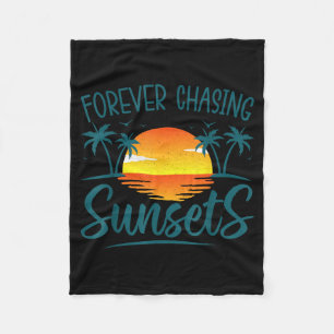 Forever Chasing Sunset Sunshine Summer Beach Fleece Blanket