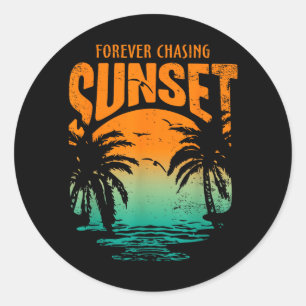 Forever Chasing Sunset Workout Summer Casual Classic Round Sticker