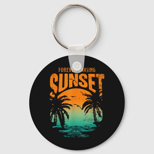 Forever Chasing Sunset Workout Summer Casual Key Ring (Front)