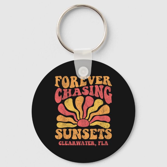 Forever Chasing Sunsets Clearwater Florida Beach 7 Key Ring (Front)