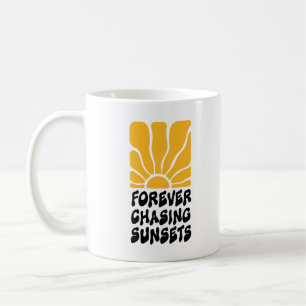 Forever Chasing Sunsets – Groovy Retro Sun Coffee Mug