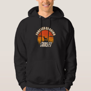 Forever Chasing Sunsets Words on Back Trendy Aesth Hoodie