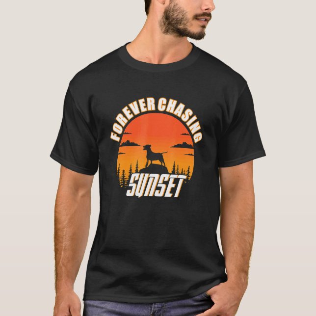 Forever Chasing Sunsets Words on Back Trendy Aesth T-Shirt (Front)