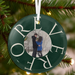 Forever: Couple Photo Christmas Glass Tree Decoration
