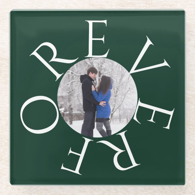 Forever: Couple Photo Glass Coaster (Front)