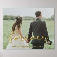 Forever cute whimsical wedding photo gold