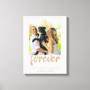 Forever Elegant Golden Script Wedding Keepsake Canvas Print
