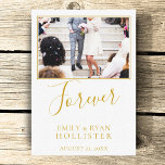 Forever Elegant Golden Script Wedding Photo Canvas Print<br><div class="desc">Forever Elegant Golden Script Wedding Photo Canvas Print. Add your favourite wedding photo into the template and personalise it with your names and wedding date.</div>