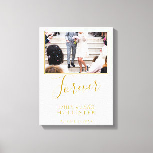 Forever Elegant Golden Script Wedding Photo Canvas Print