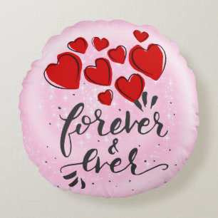 Forever & Ever - Hearts Round Pillow