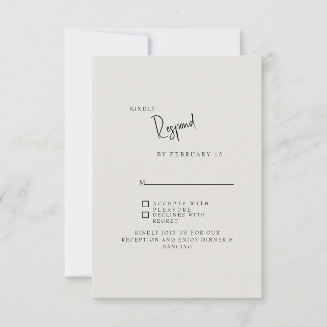 Forever Faithful Cream Simple Wedding  RSVP Card (Front)