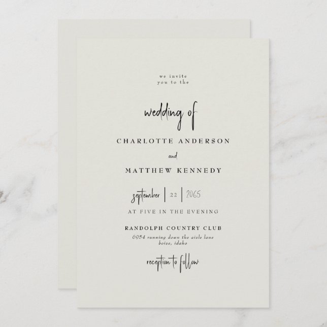 Forever Faithful Cream Wedding Invitation (Front/Back)
