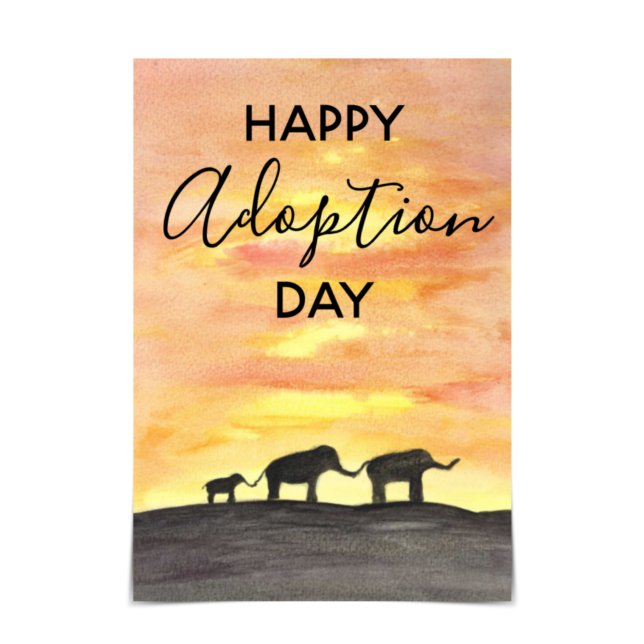 "Forever Family" Elephant Sunset Watercolour Card (Creator Uploaded)