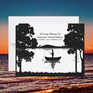 Forever Fishing Memorial Funeral Black And White Thank You Card