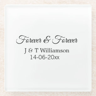Forever & forever add couple name date love thanks glass coaster