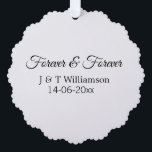 Forever & forever add couple name date love thanks tree decoration card<br><div class="desc">For lovers like us</div>