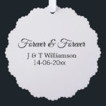 Forever & forever add couple name date love thanks tree decoration card<br><div class="desc">For lovers like us</div>
