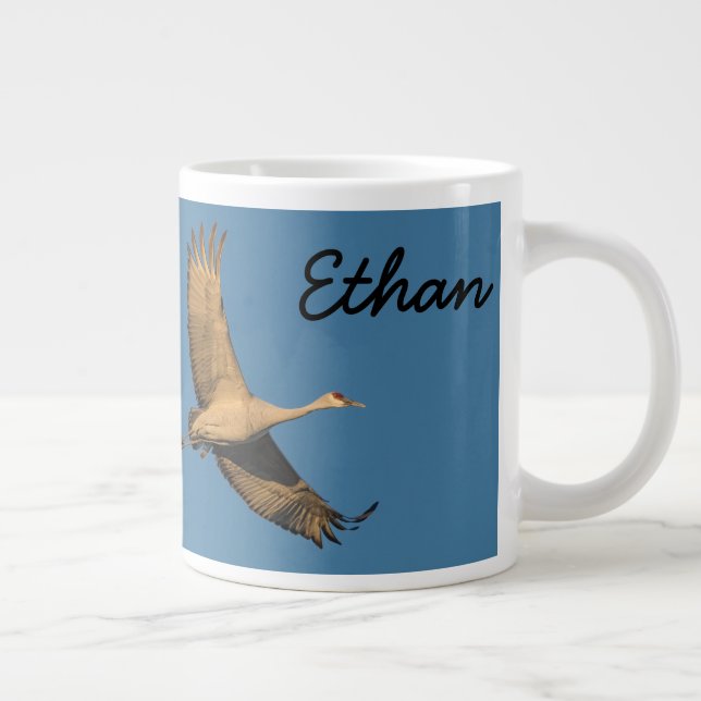 Forever Free Crane In Flight Personalise Name Large Coffee Mug (Right)