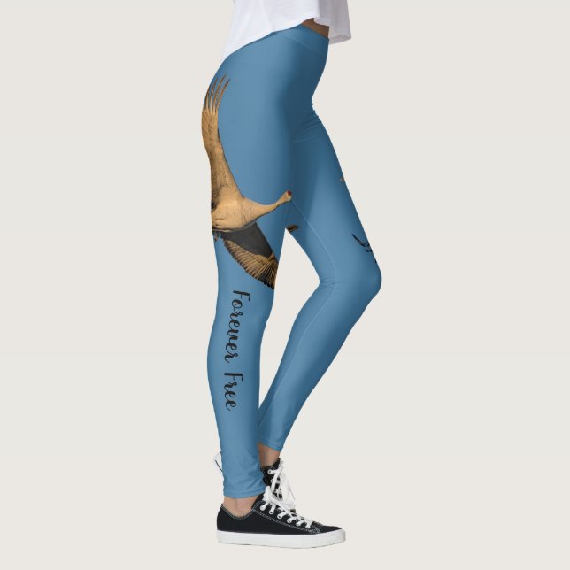 Forever Free Crane In Flight Personalise Text  Leggings (Right)