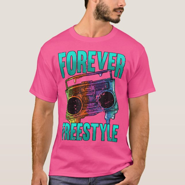 Forever Freestyle Hip Hop Old School Boombox T-Shirt (Front)