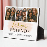Forever Friends 3 Photo Collage Friendship Gift Plaque<br><div class="desc">Celebrate your friendship with a heartfelt three-photo collage plaque featuring elegant script and your favourite memories. A timeless gift to honour the laughs,  love,  and loyalty that only true friends share.</div>