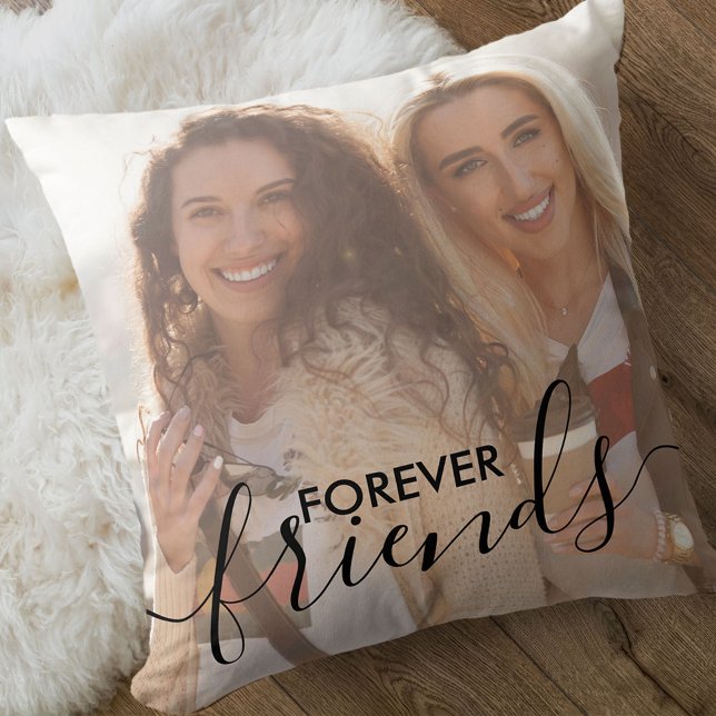 Forever Friends Black Script Overlay 2 Photo Cushion (Creator Uploaded)