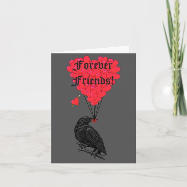 Forever friends gothic crow and heart card (Front)