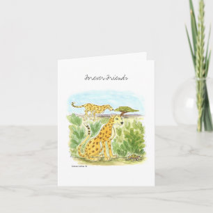 Forever Friends Two Cheetah Blank Note Card