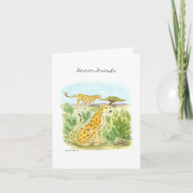 Forever Friends Two Cheetah Blank Note Card (Front)
