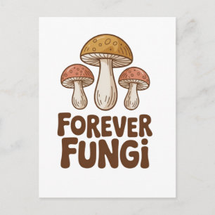 Forever Fungi kawaii Mushroom Lovers Holiday Postcard
