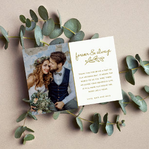 Forever Gold Photo Wedding Thank You Card