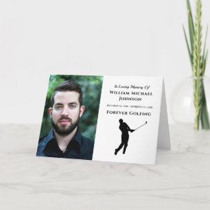 Forever Golfing Custom Photo Memorial Funeral Thank You Card