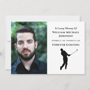 Forever Golfing Custom Photo Memorial Funeral Thank You Card